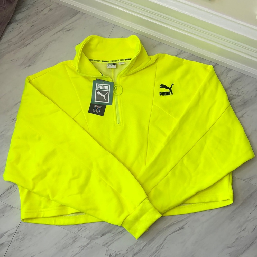 NWT Puma Taylored For Sport Neon Crop Half Zip, Women’s Medium
